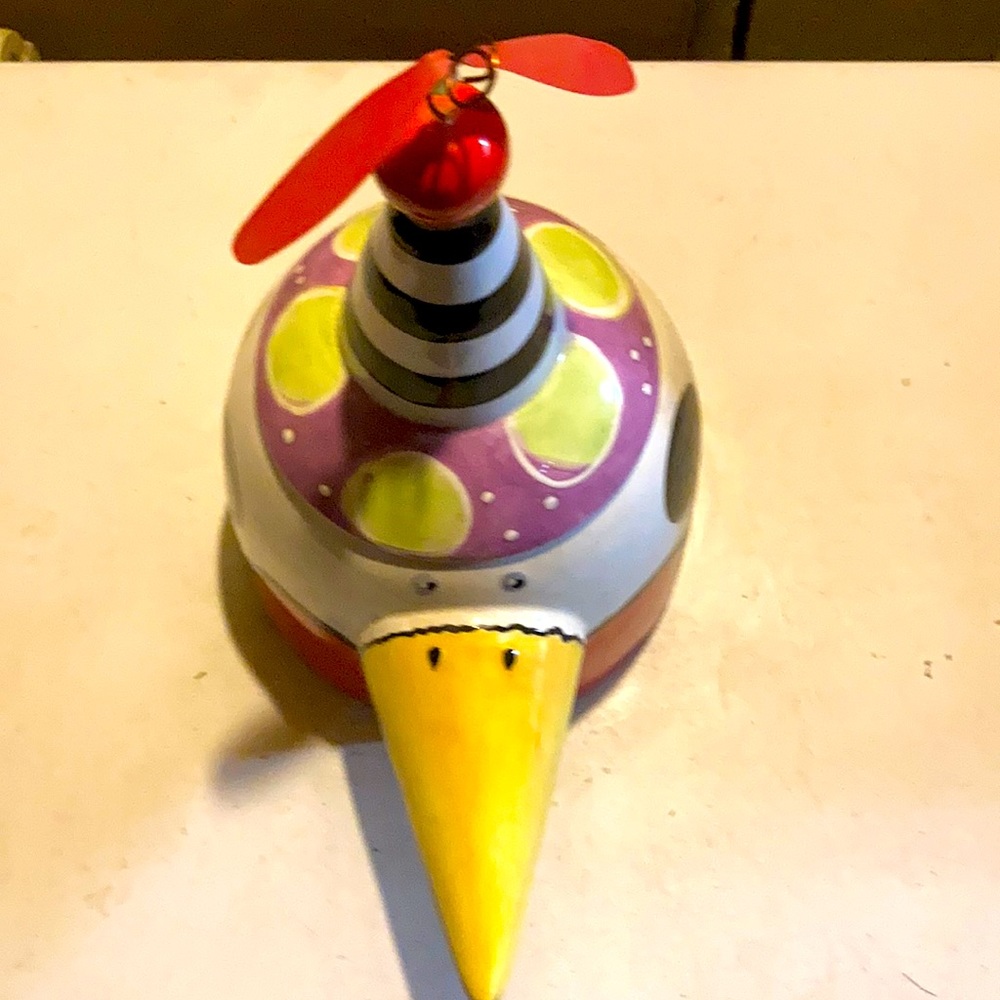 With Love Joanne Whimsical Cookie Jar Bird W/Spin